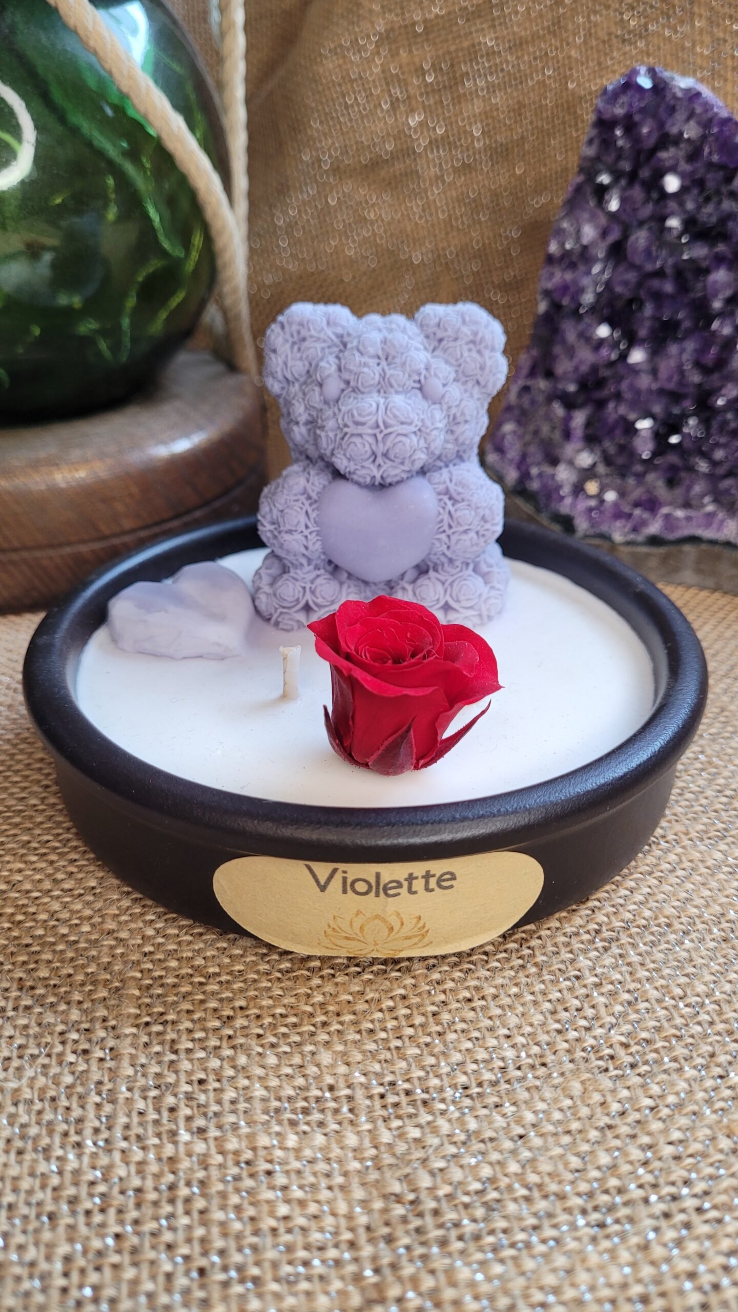 Bougie Ourson Noir parfum Violette