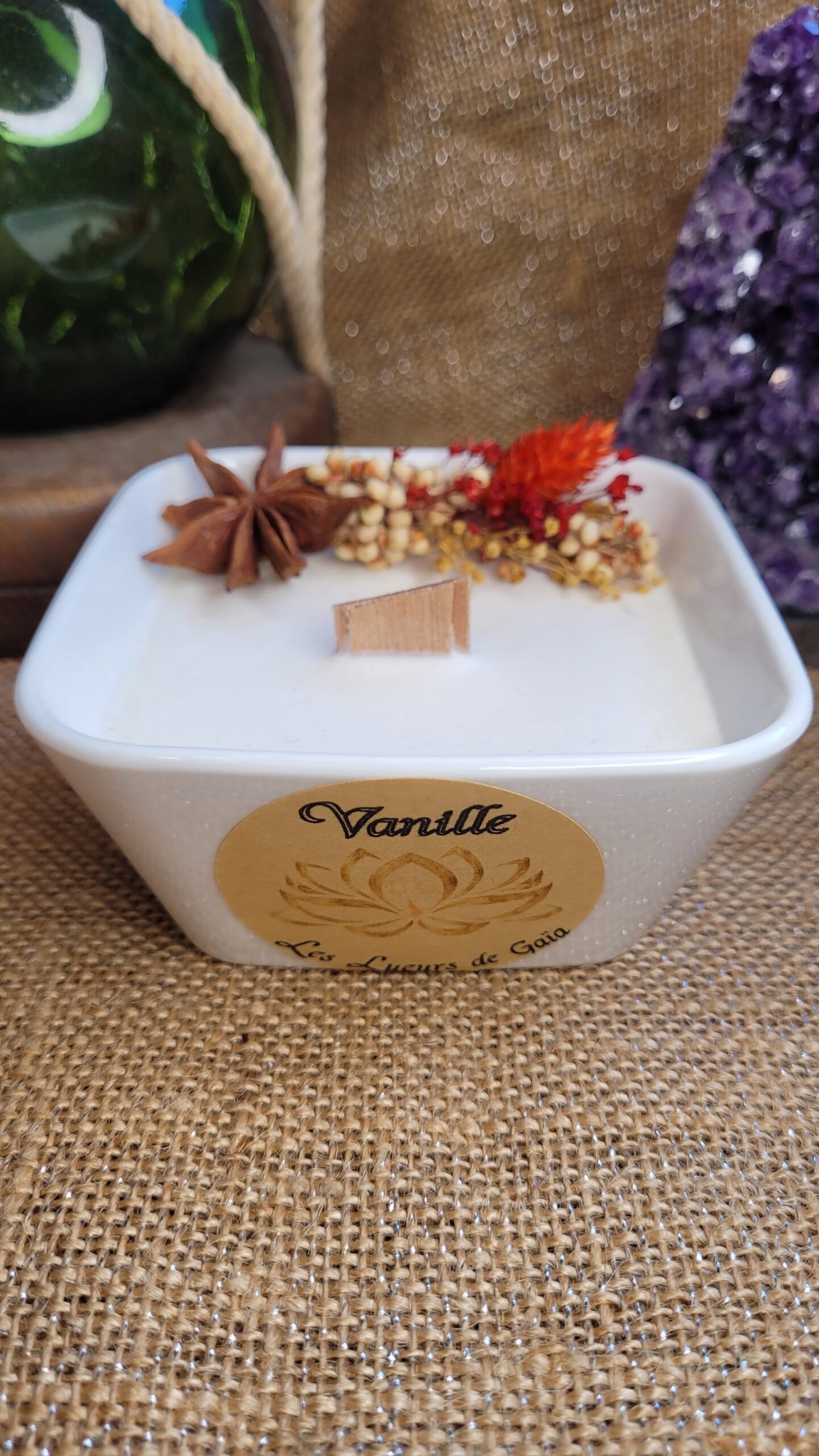 Bougie mèche bois Vanille