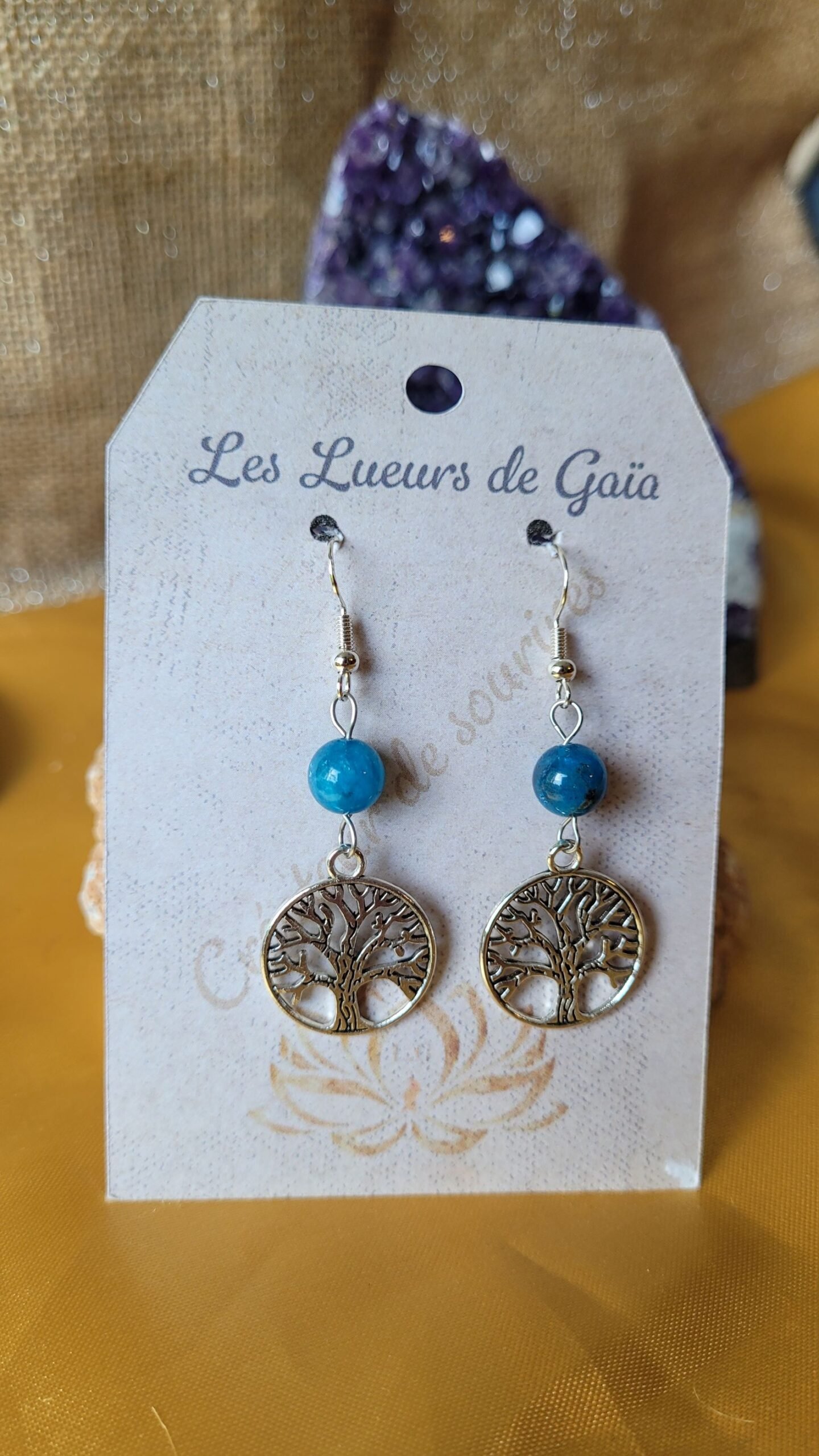 Boucles d'oreilles arbre de vie en pierres naturelles au choix – Image 7