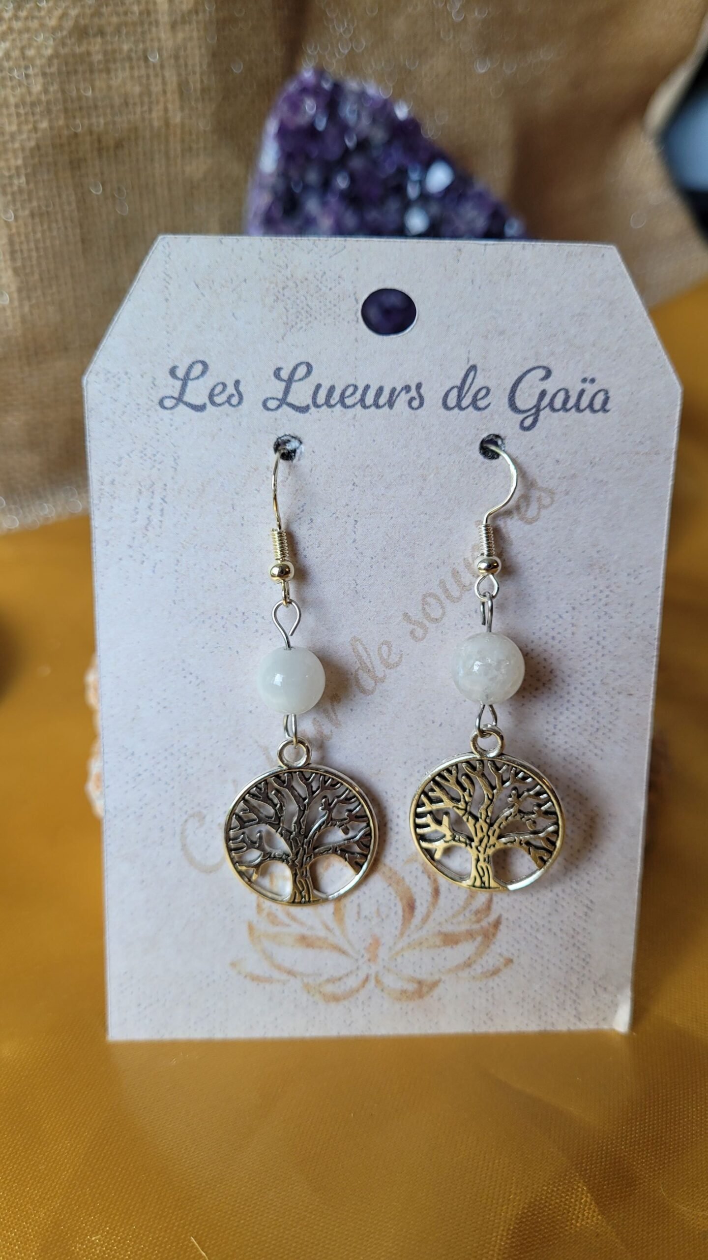 Boucles d'oreilles arbre de vie en pierres naturelles au choix – Image 5