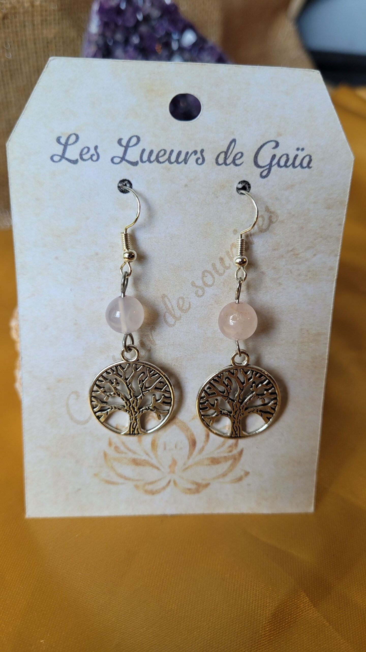 Boucles d'oreilles arbre de vie en pierres naturelles au choix – Image 6