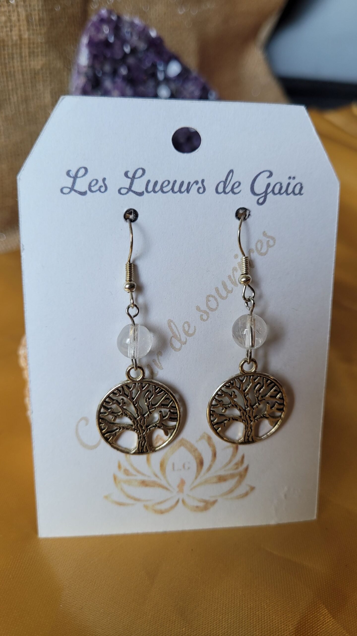 Boucles d'oreilles arbre de vie en pierres naturelles au choix – Image 4