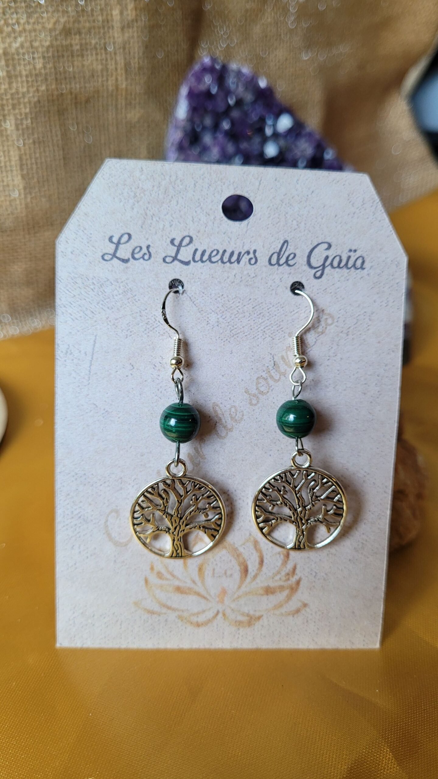 Boucles d'oreilles arbre de vie en pierres naturelles au choix – Image 2