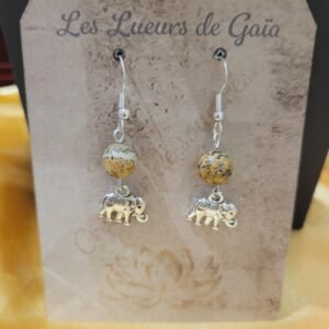 Boucles d&rsquo;oreilles éléphant Jaspe Paysage