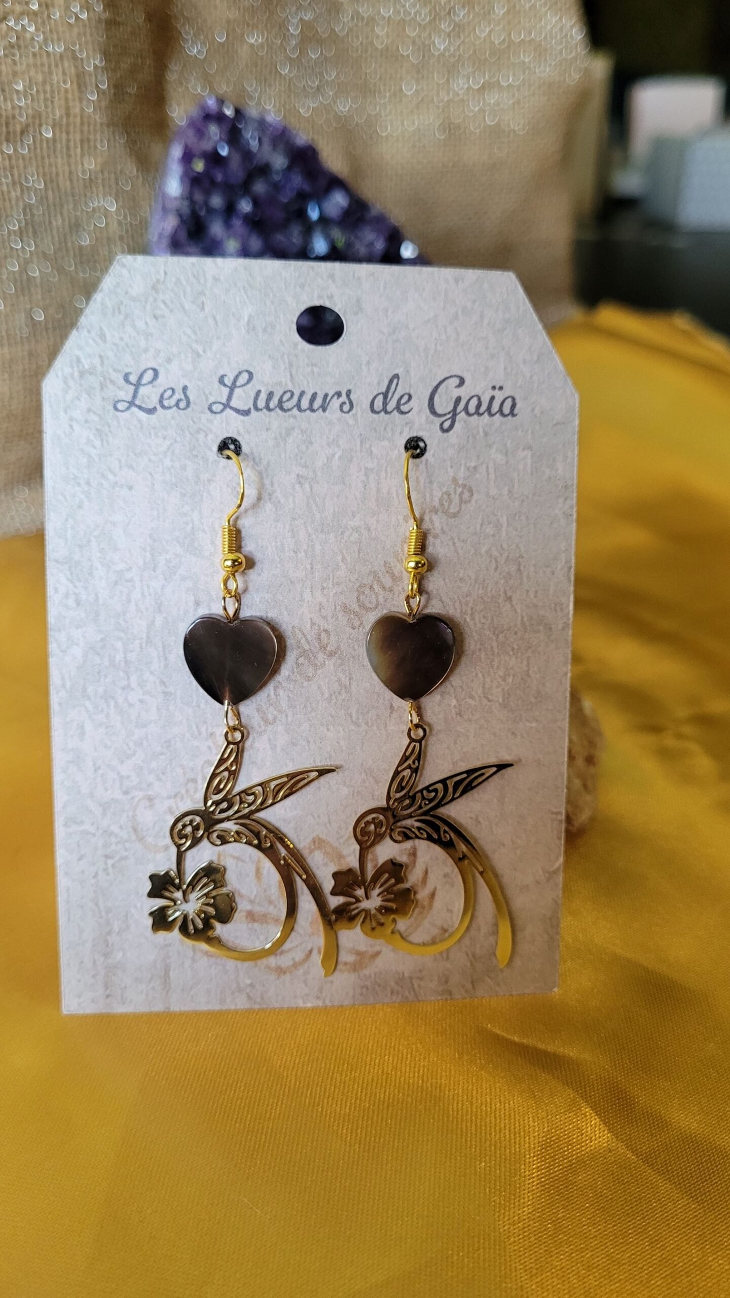 Boucles d'oreilles Colibri pierres naturelles au choix – Image 9