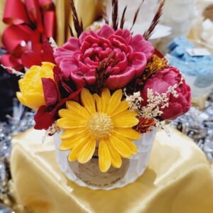 Bougie bouquet de fleurs Cerise Noire