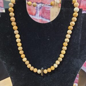 Collier Jaspe Paysage et Obsidienne