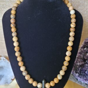 Collier Jaspe Paysage et Obsidienne