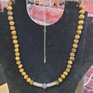 Collier Oeil de Tigre et Pierre de Lave