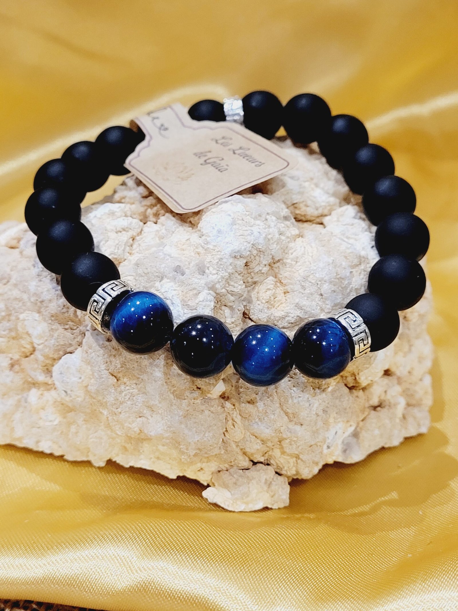 Bracelet Œil de Tigre bleu Obsidienne Homme 10mm – Image 2