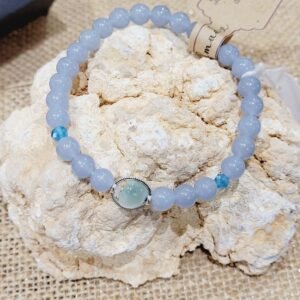 Bracelet Angélite Cristal de Roche 6mm