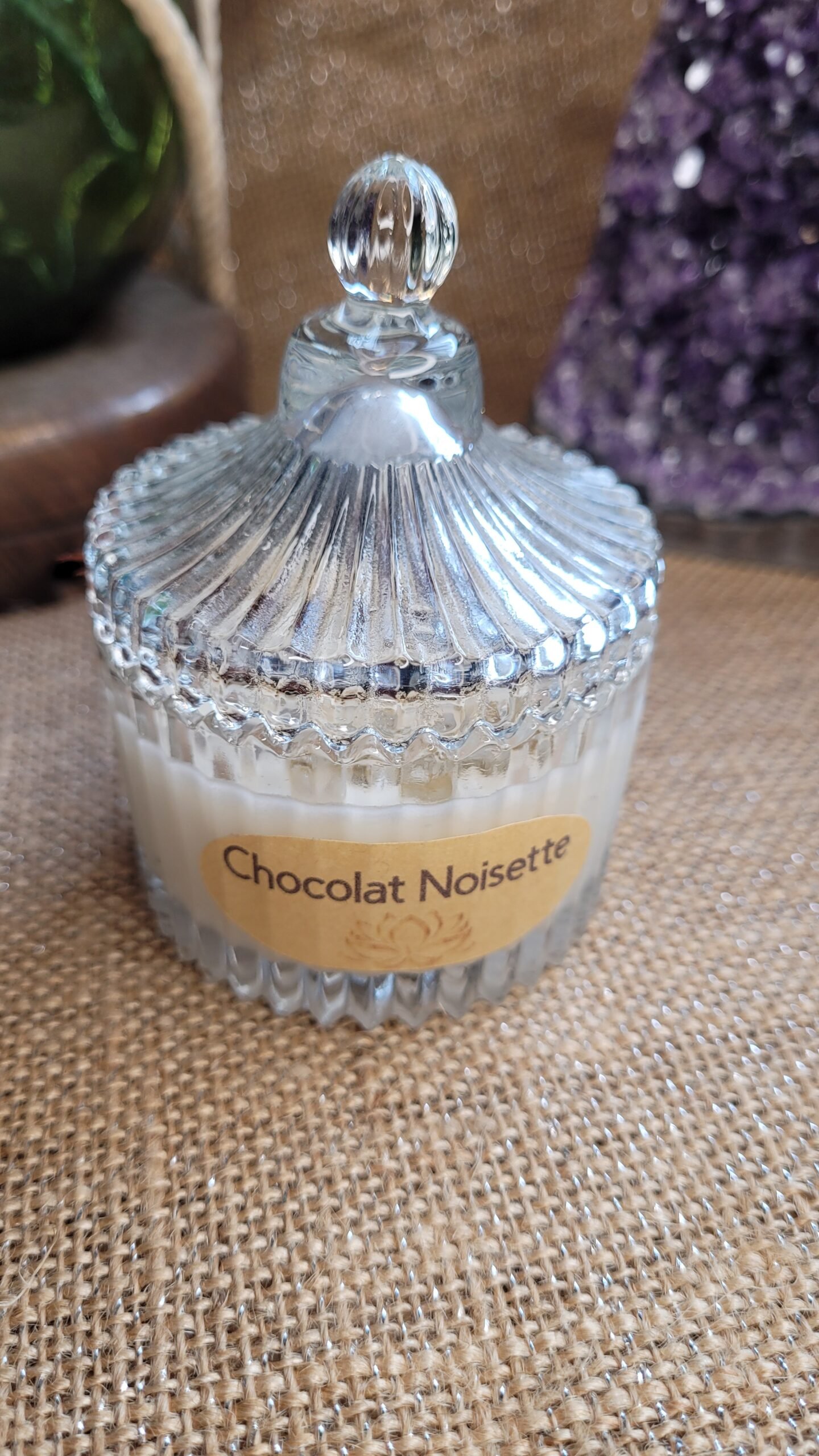Bougie d'intention Labradorite Obsidienne parfum Chocolat Noisette – Image 3