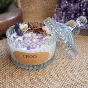 Bougie d&rsquo;intention Améthyste parfum Epices