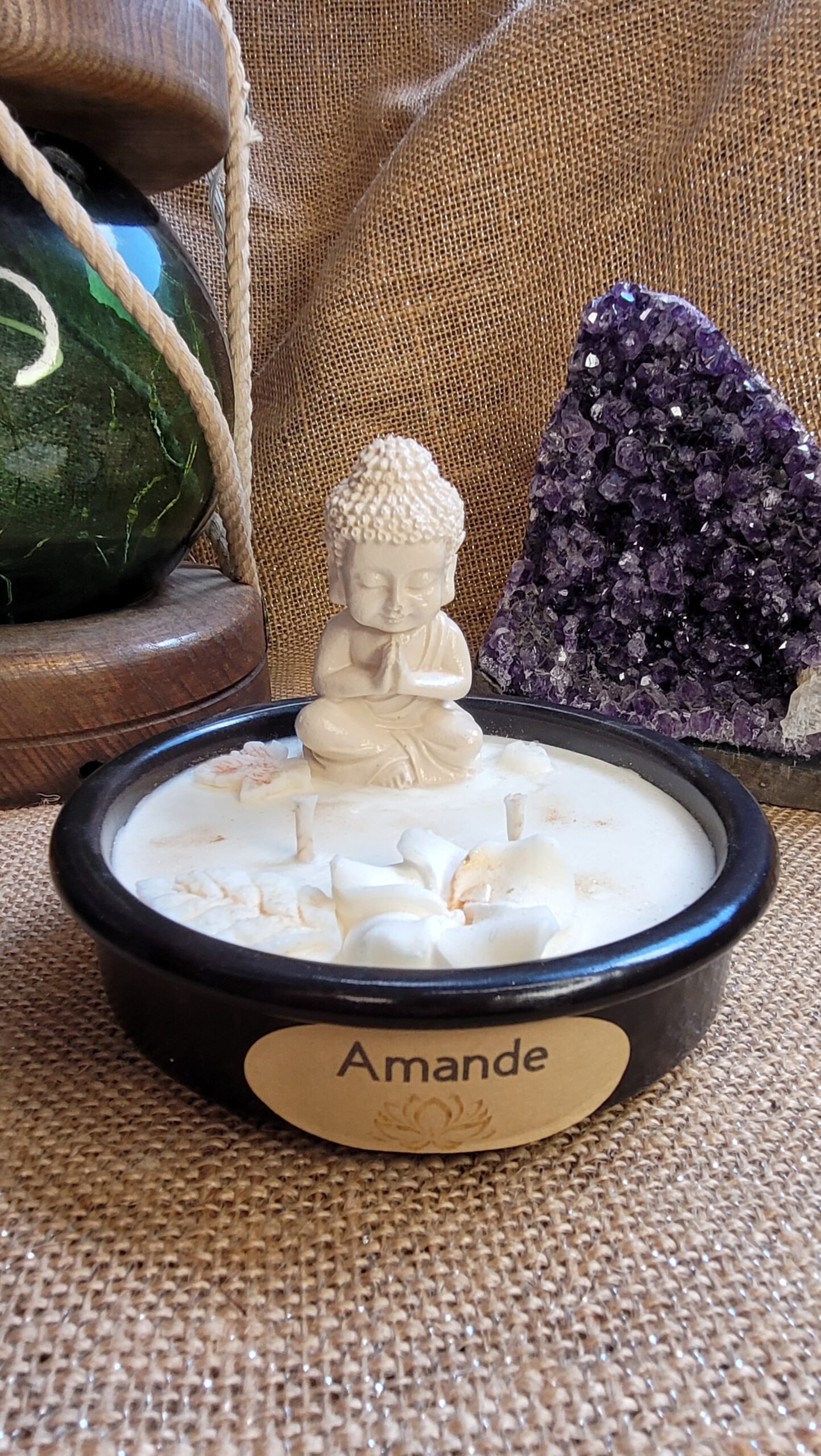 Bougie d'intention Bouddha parfum Amande