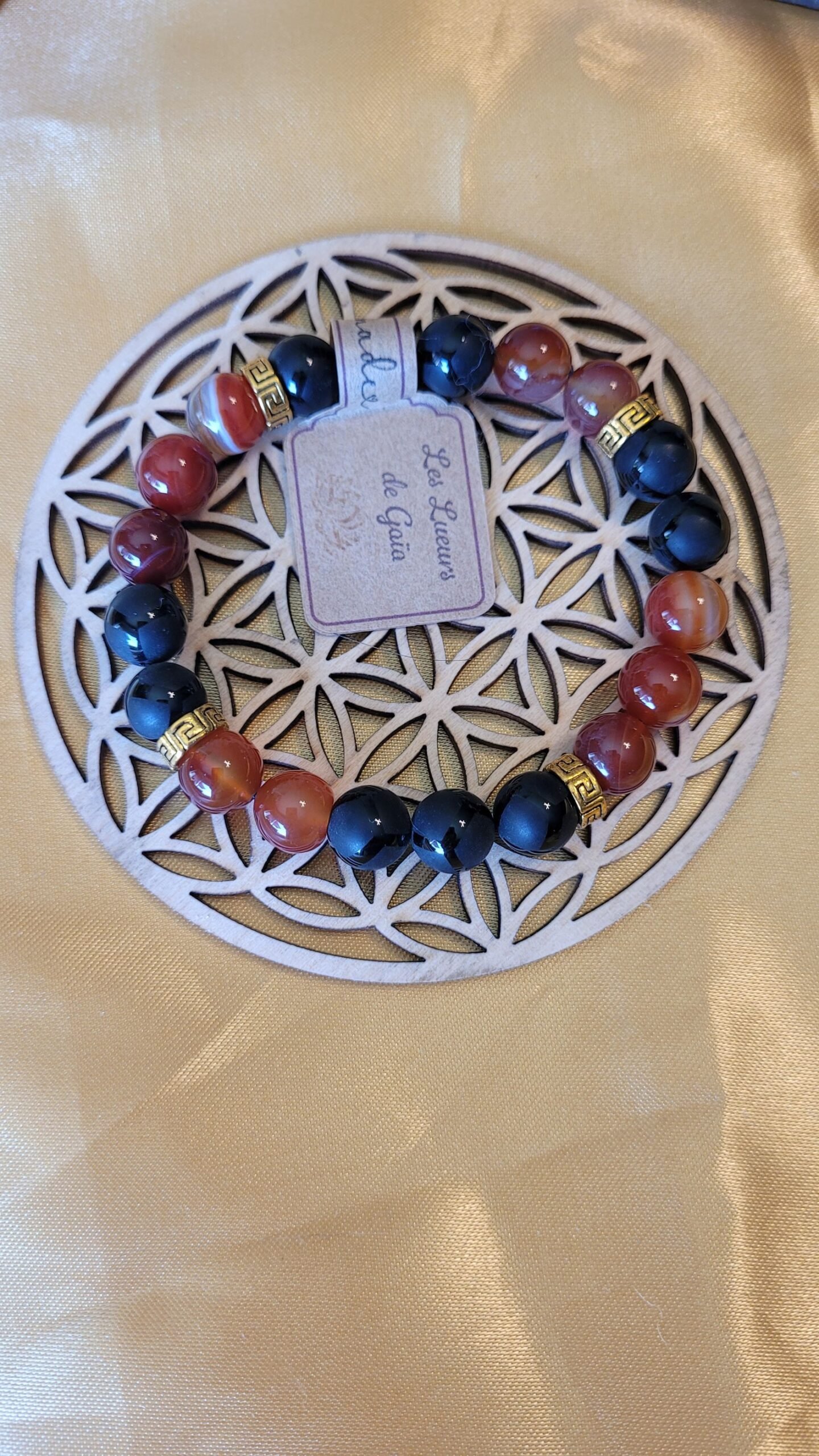 Bracelet Cornaline et Agate Noire Homme 10mm – Image 2