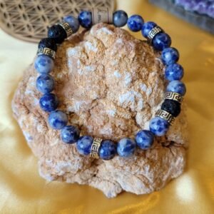 Bracelet Sodalite et Pierre de Lave 8mm Homme