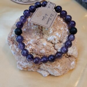 Bracelet améthyste et Pierre de Lave 8mm homme