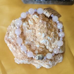 Bracelet quartz rose facetté 8mm
