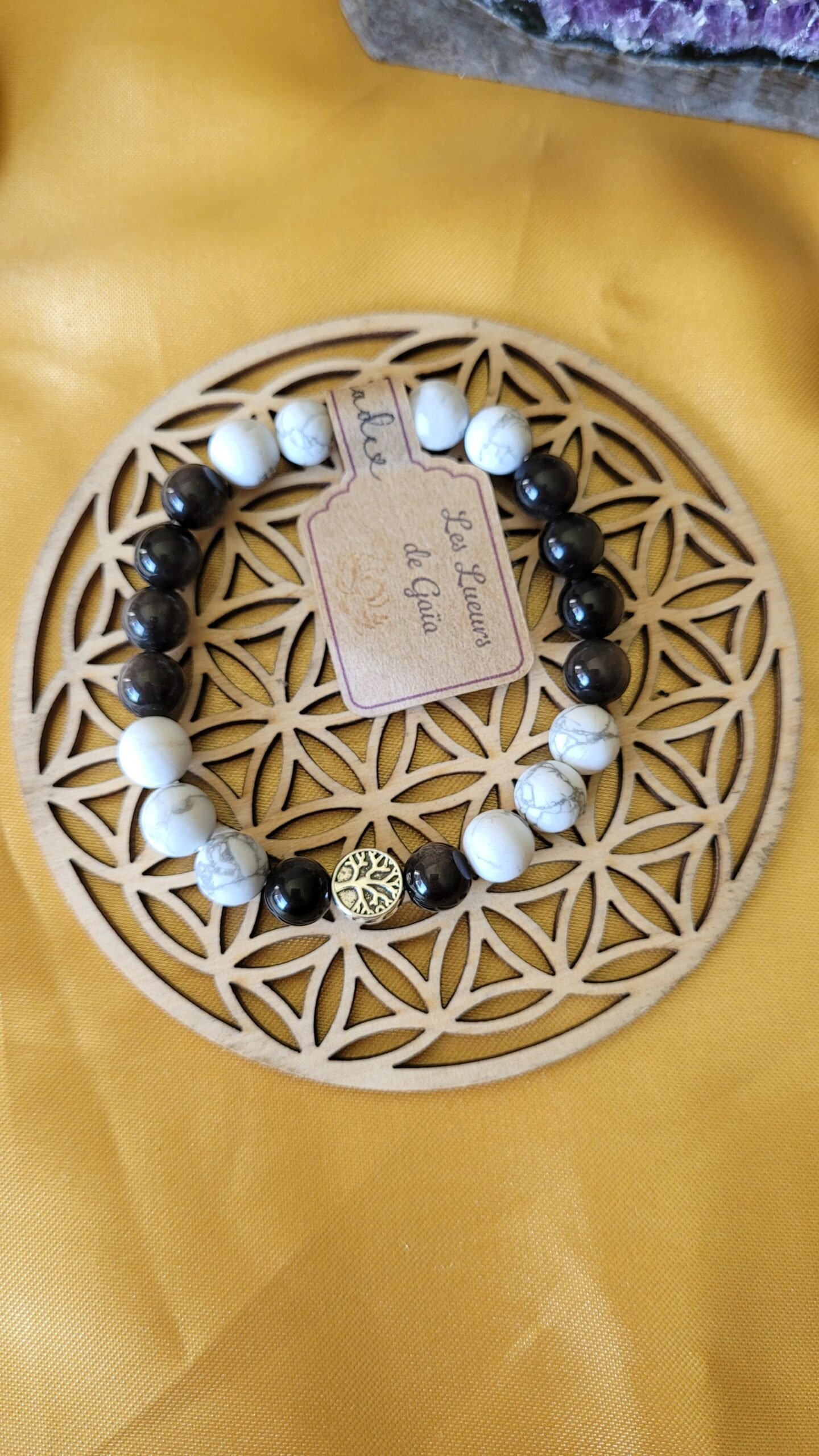Bracelet Howlite et Obsidienne 8mm – Image 3