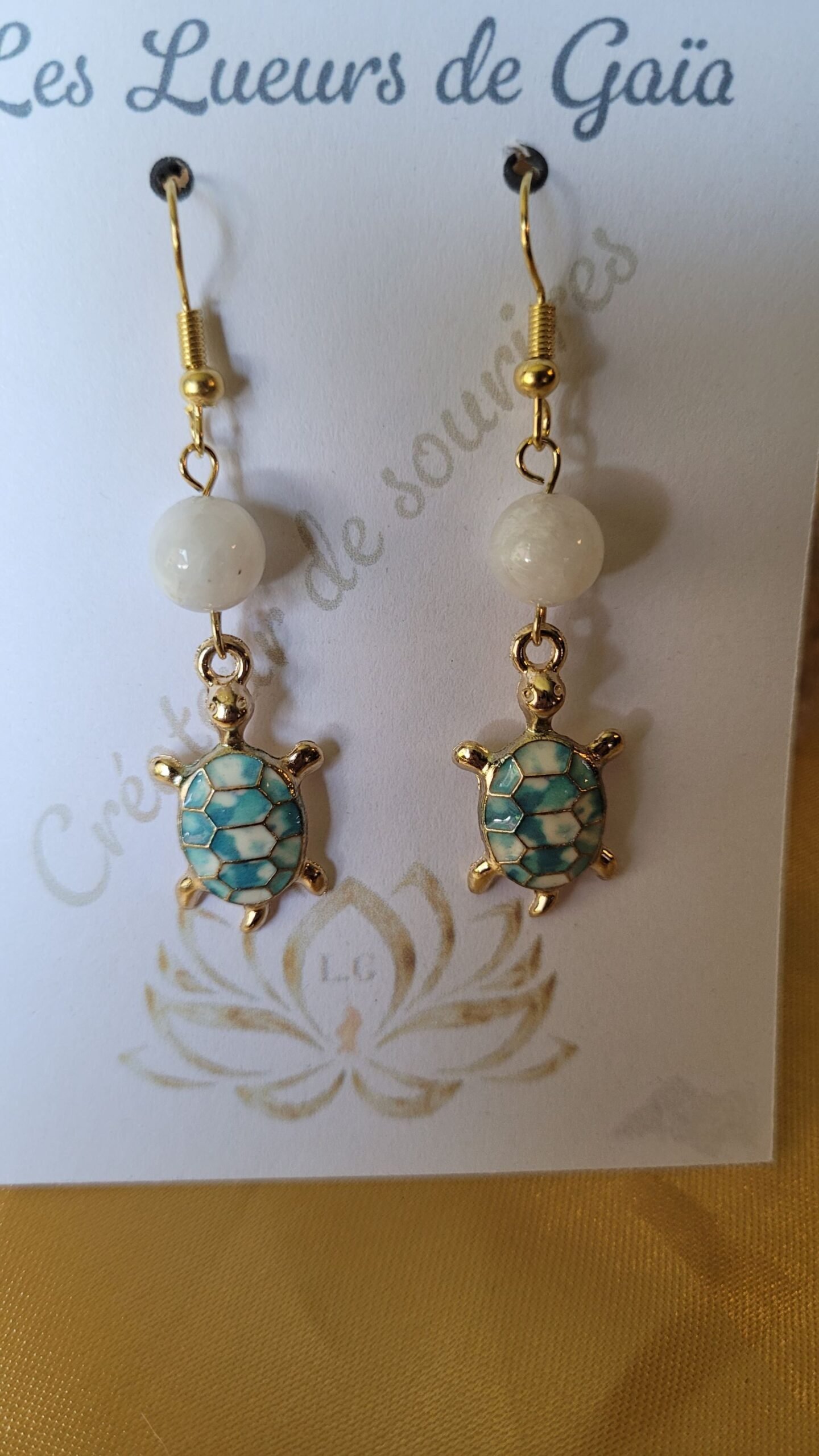 Boucles d'oreilles Tortue pierres de Lune – Image 2