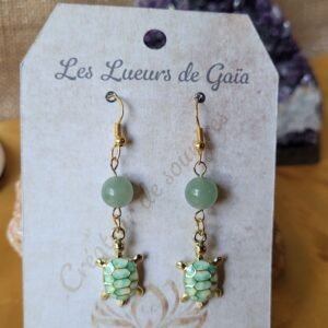 Boucles d&rsquo;oreilles Tortue Aventurine
