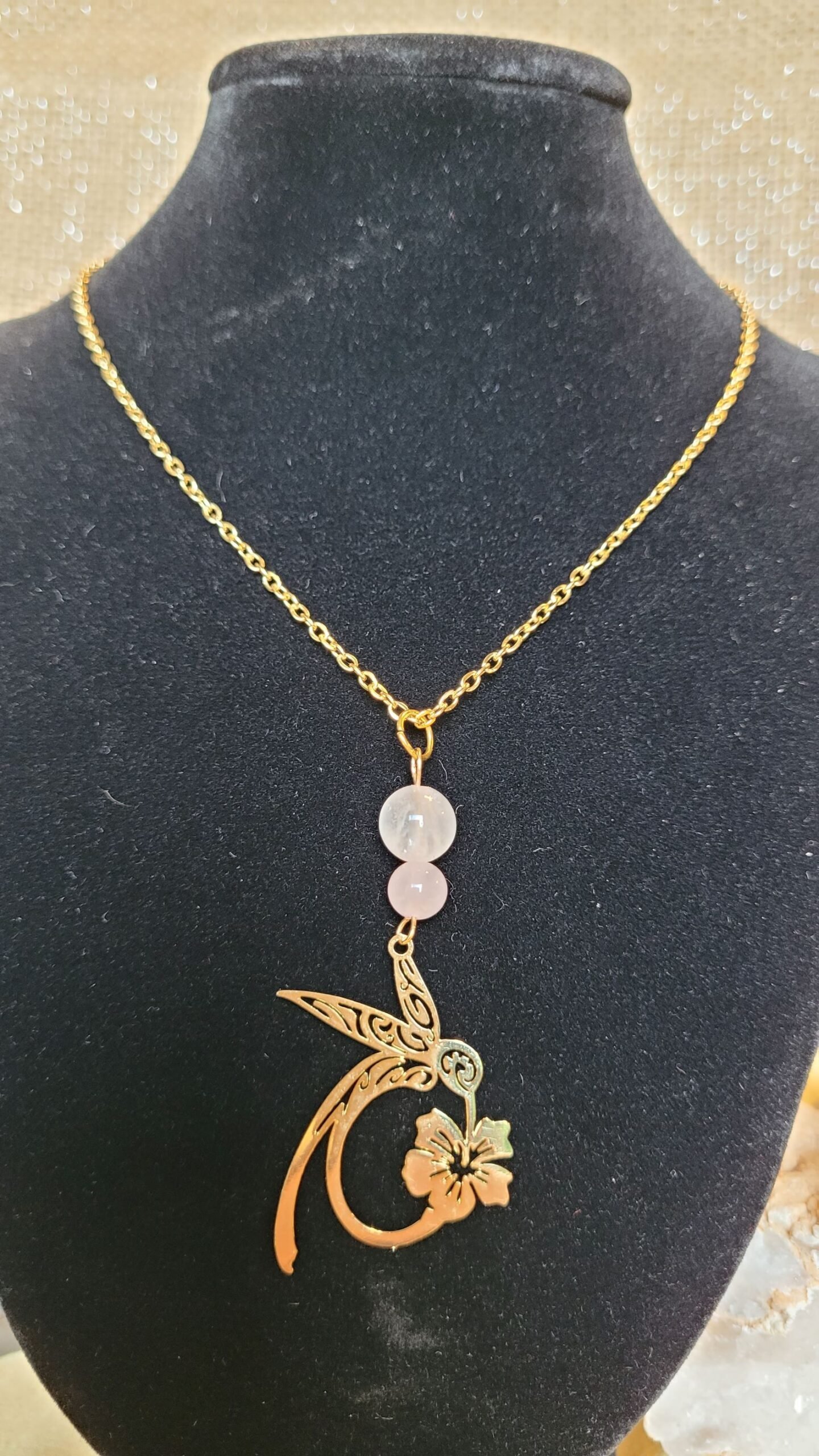 Collier Colibri Quartz Rose – Image 2