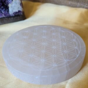 Plaque de rechargement en Sélénite Fleurs de Vie
