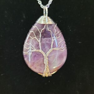 Collier pendentif goutte Améthyste Arbre de Vie