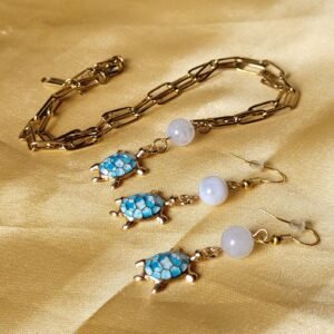 Parure collier boucles d&rsquo;oreilles Tortue