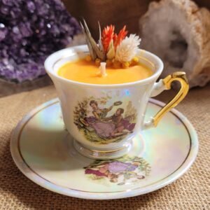 Bougie tasse porcelaine parfum Rose