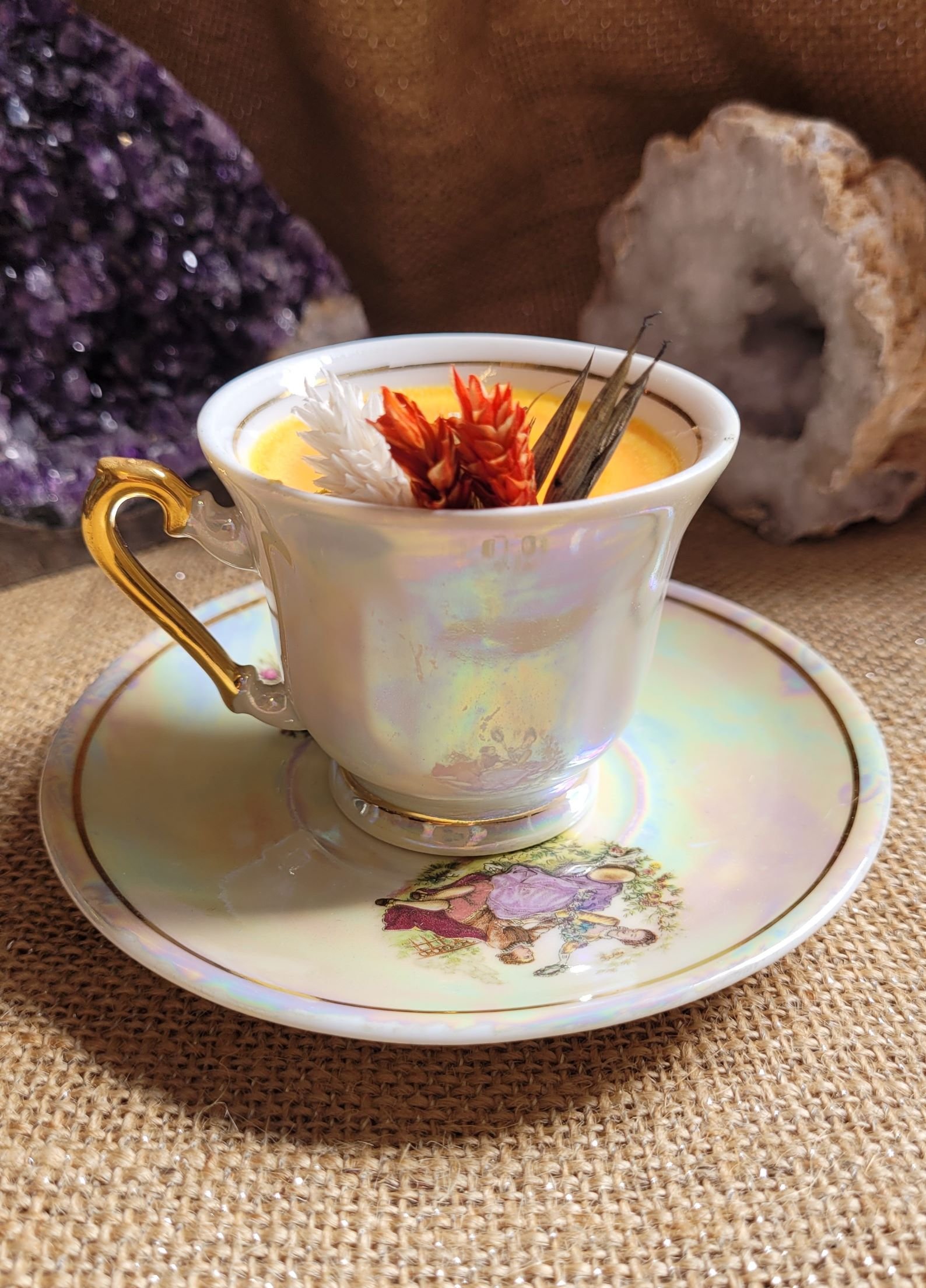 Bougie tasse porcelaine parfum Rose – Image 3