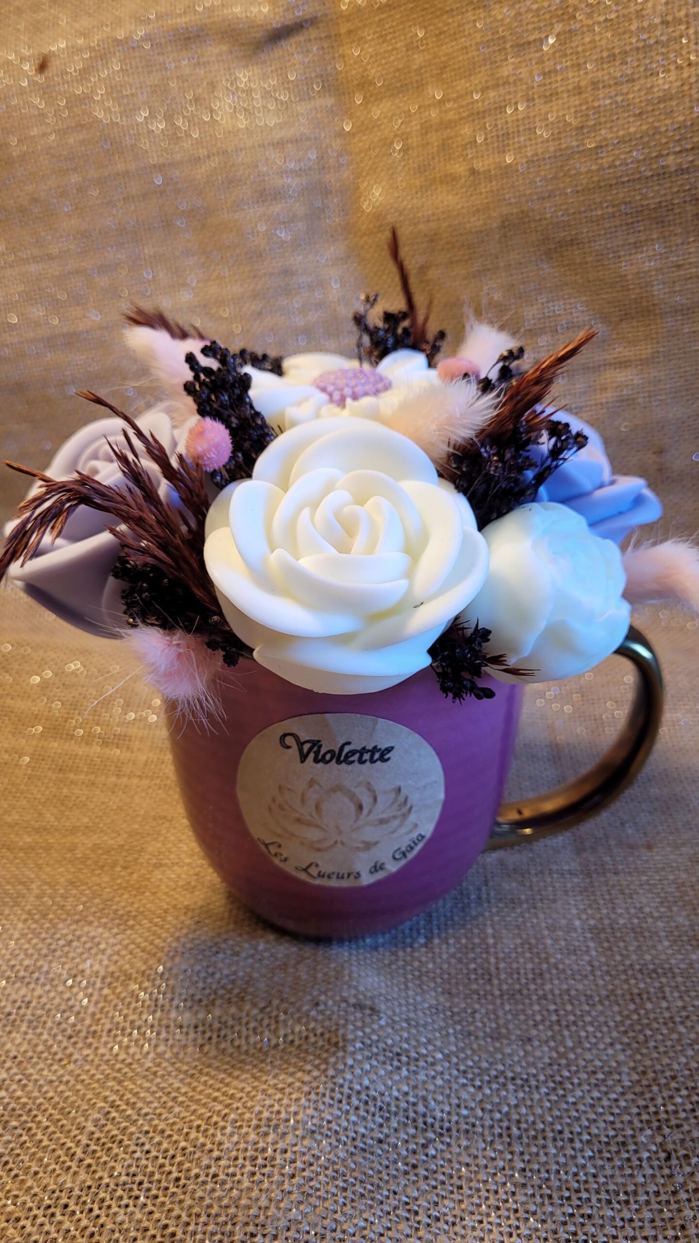 Bougie bouquet de fleurs parfum Violette