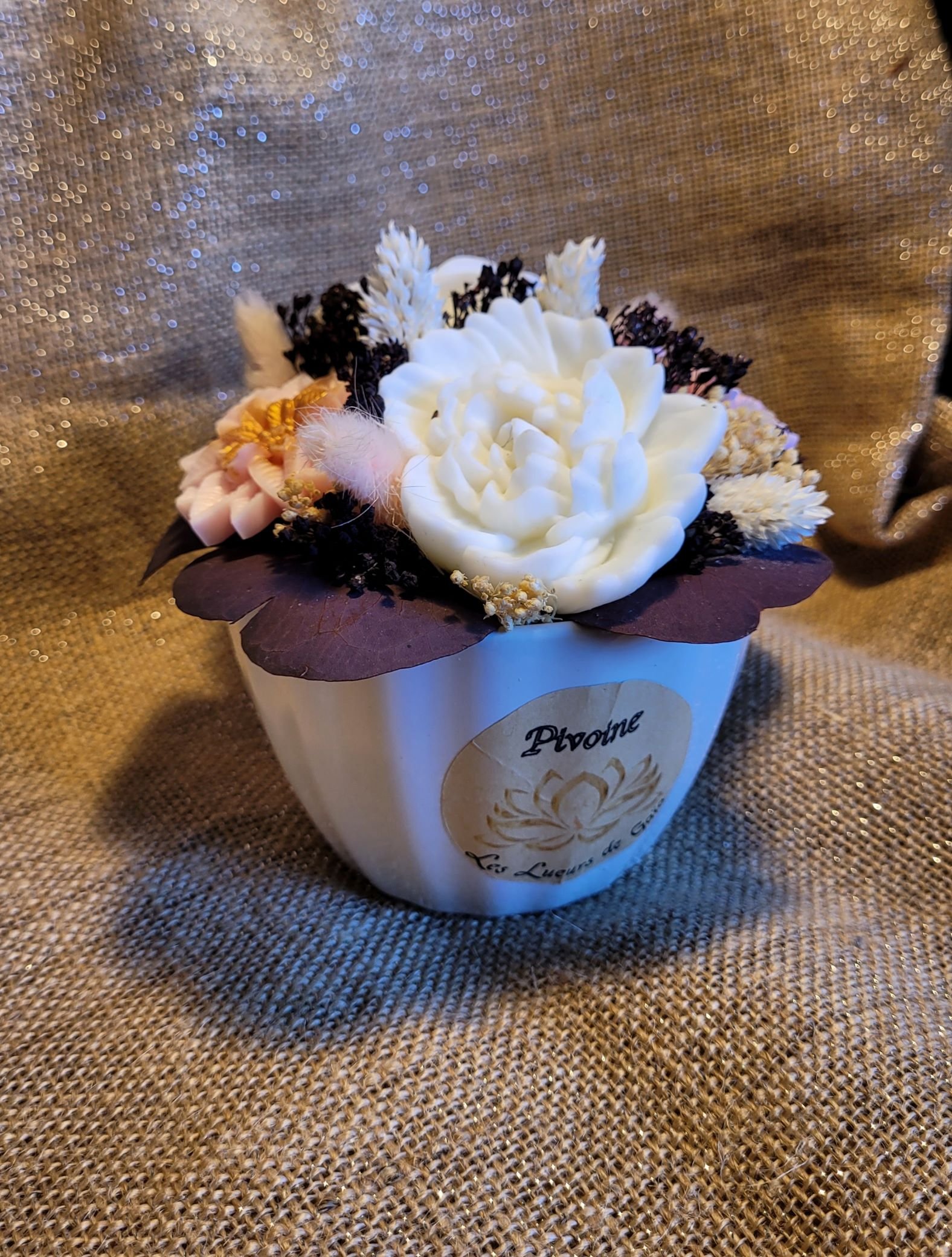 Bougie bouquet de fleurs parfum Pivoine – Image 3
